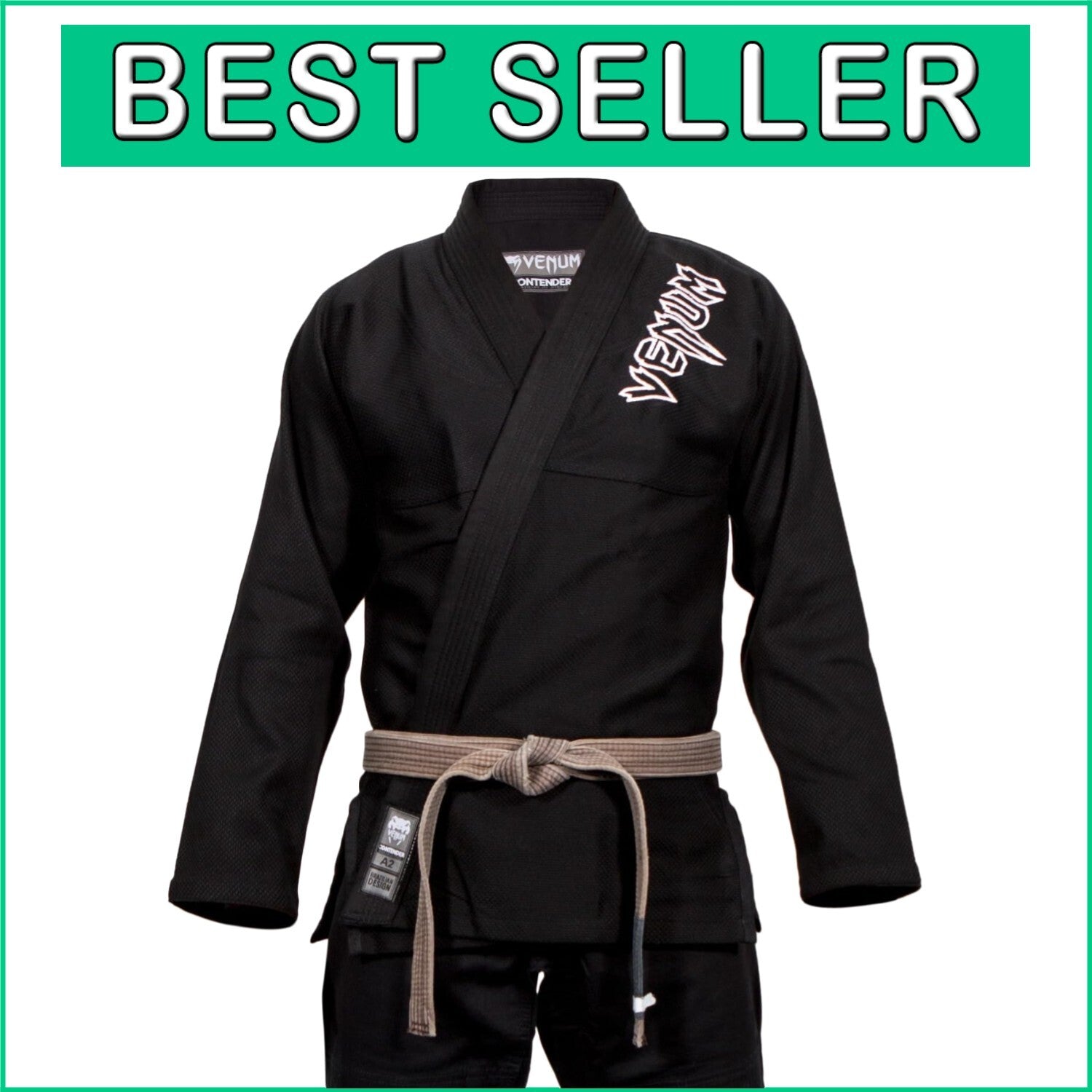 Durable 350 gsm Venum Contender 2.0 BJJ Gi - Black Cotton for Adults