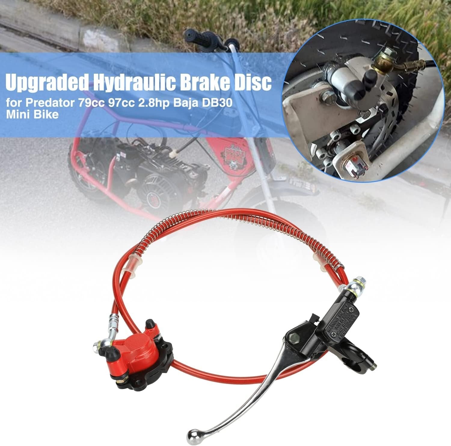 Mini Bike Hydraulic Brake System Assembly with Enhanced Clamping Power & Hose