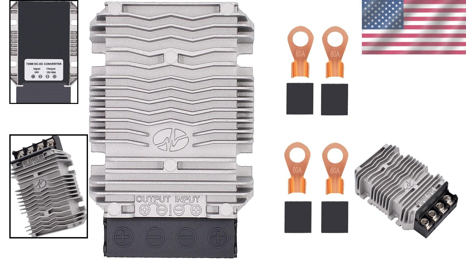 Waterproof 24V to 12V Buck Converter with 60A Output - Ideal for DIY Projects
