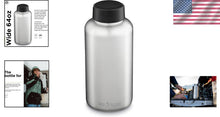 Load image into Gallery viewer, Lightweight 64oz Wide Mouth Stainless Steel Bottle - Perfect for Travel &amp; Hiking