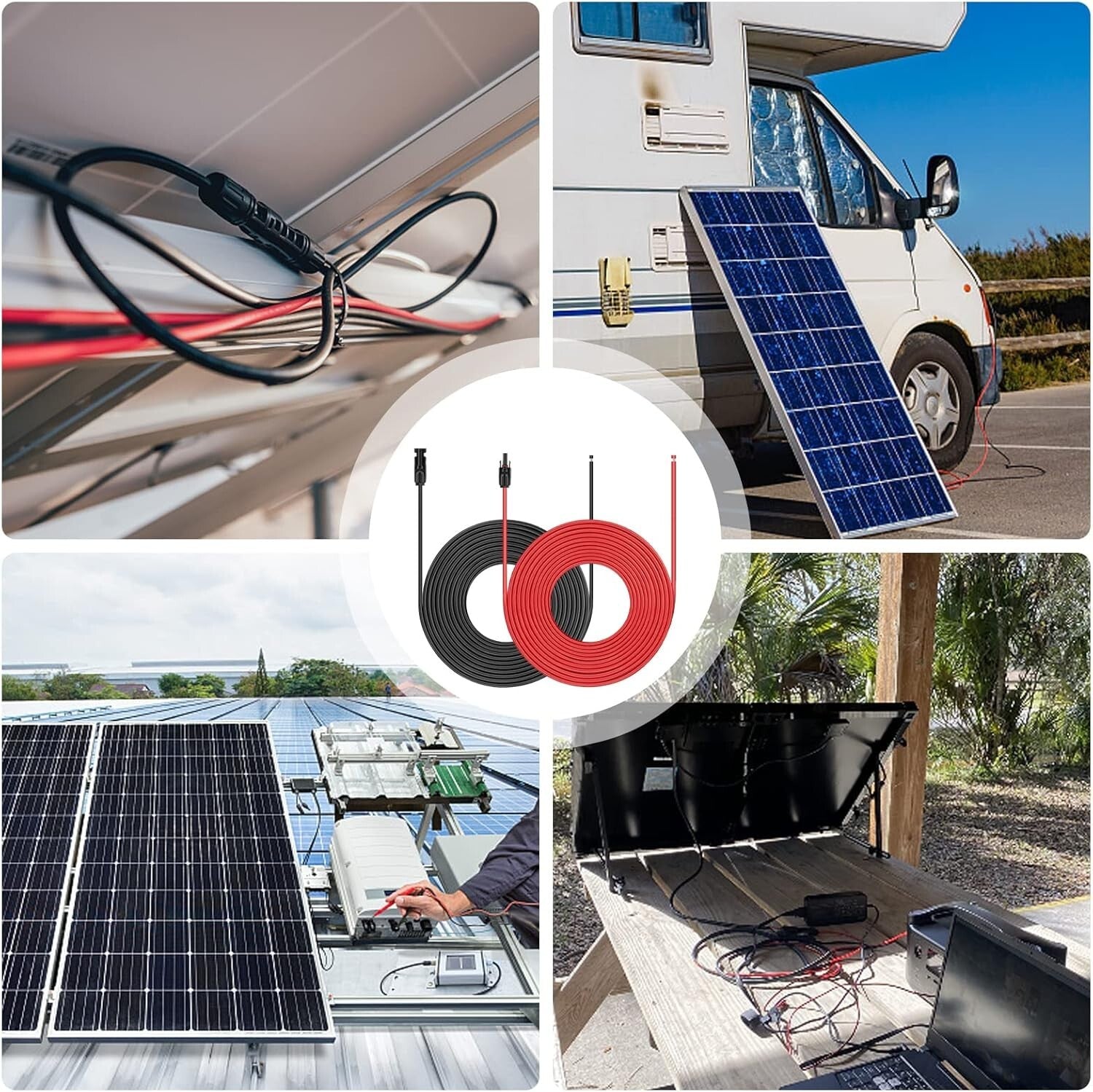 100 Feet 10AWG Solar Panel Extension Cable - Durable & Waterproof Outdoor Use