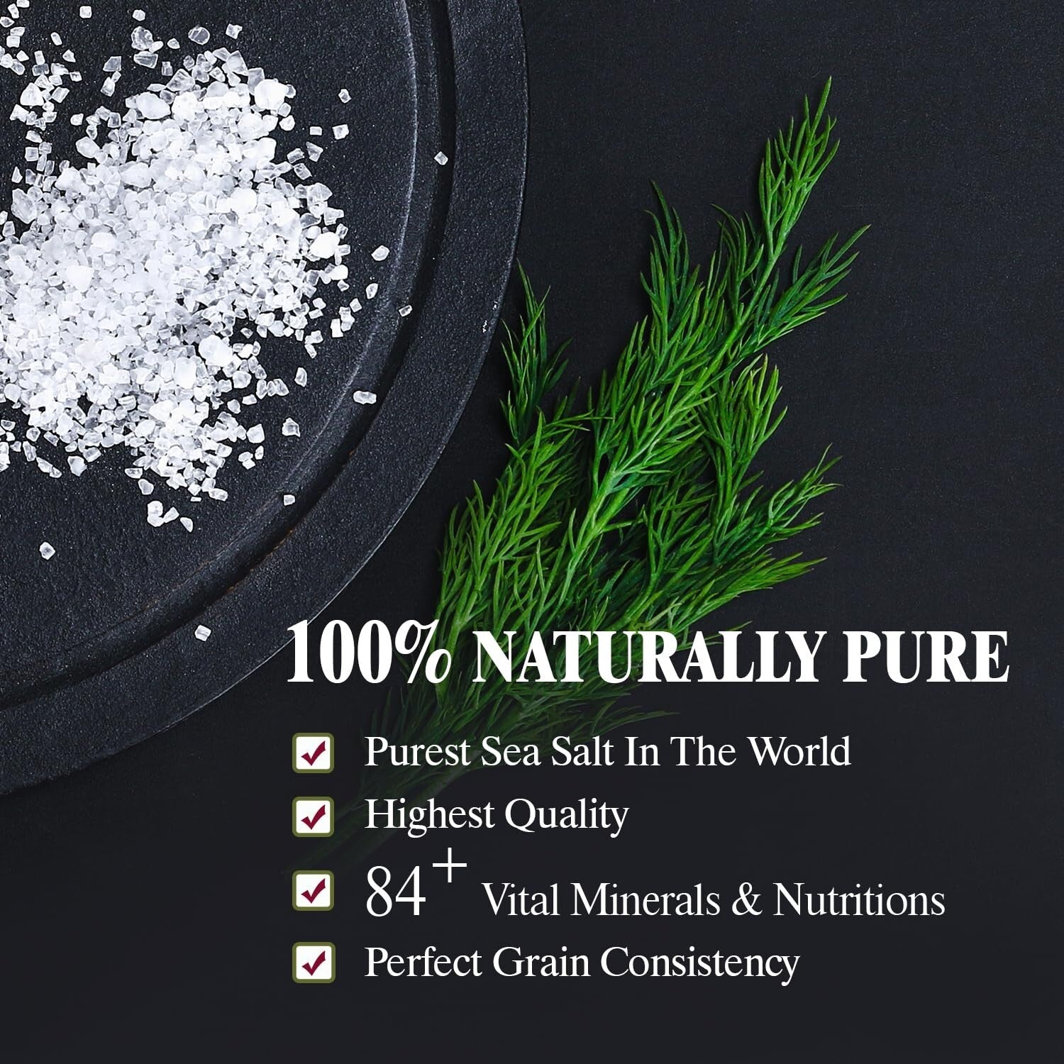 320 Ounce Gourmet Sea Salt Pack, Pure Fine Grain - Gluten Free, No Additives