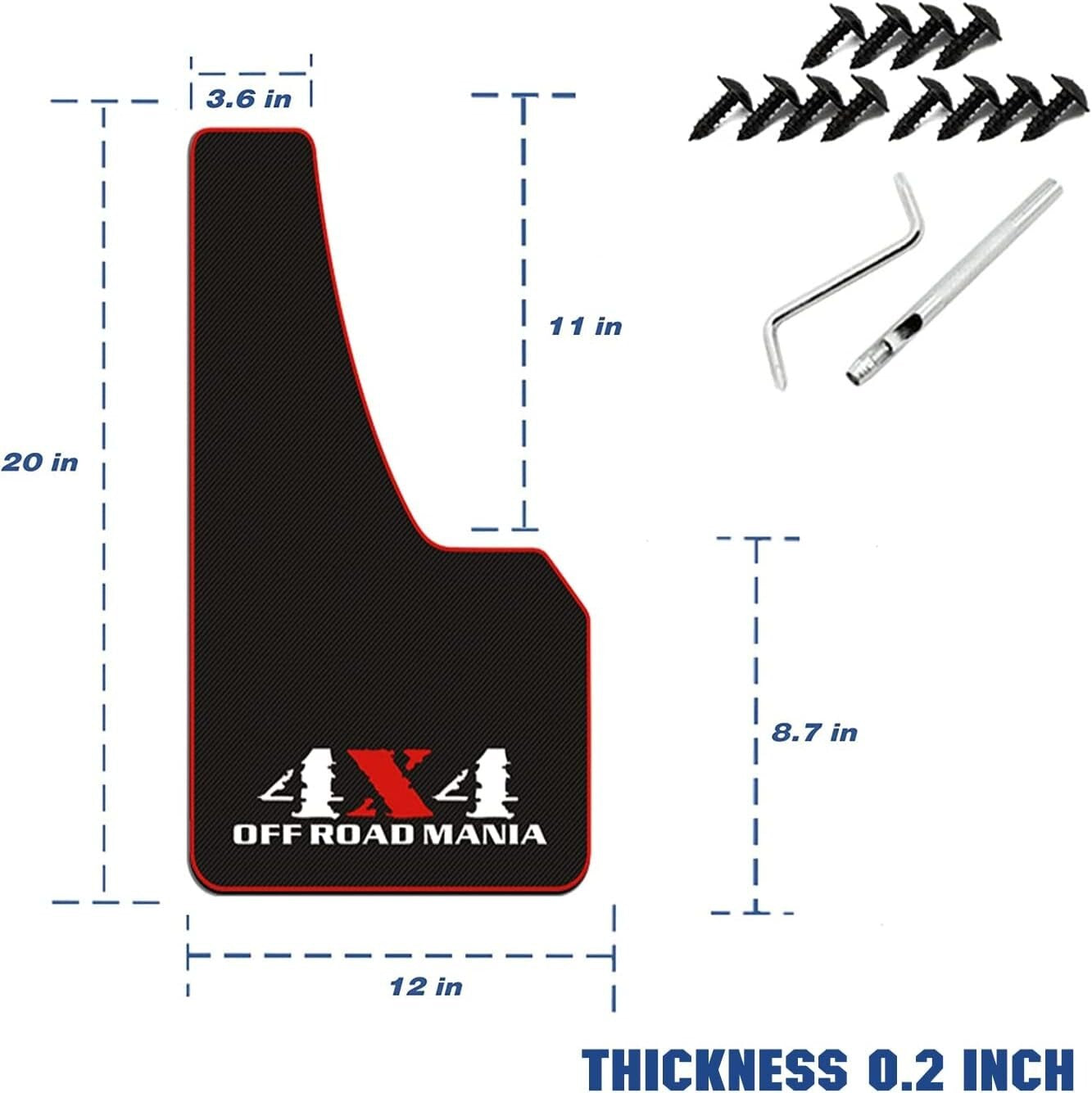 4-Piece Large Universal Mud Flaps - Easy Install Splash Guards for 4X4s & Trucks