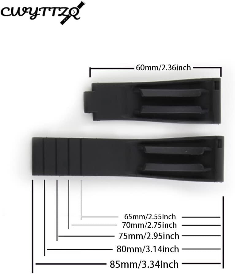 Elegant 20mm Rubber Watch Band for Rolex Submariner & Daytona - Adjustable Fit