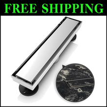Load image into Gallery viewer, Modern 12" Brushed Stainless Steel Shower Drain with Hair Strainer &amp; Accessories