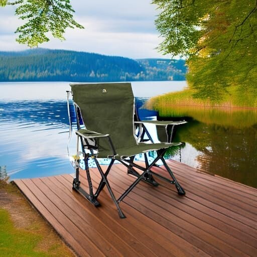 Compact Kickback Rocker Folding Chair for Camping - 250 lbs Capacity, Easy Setup