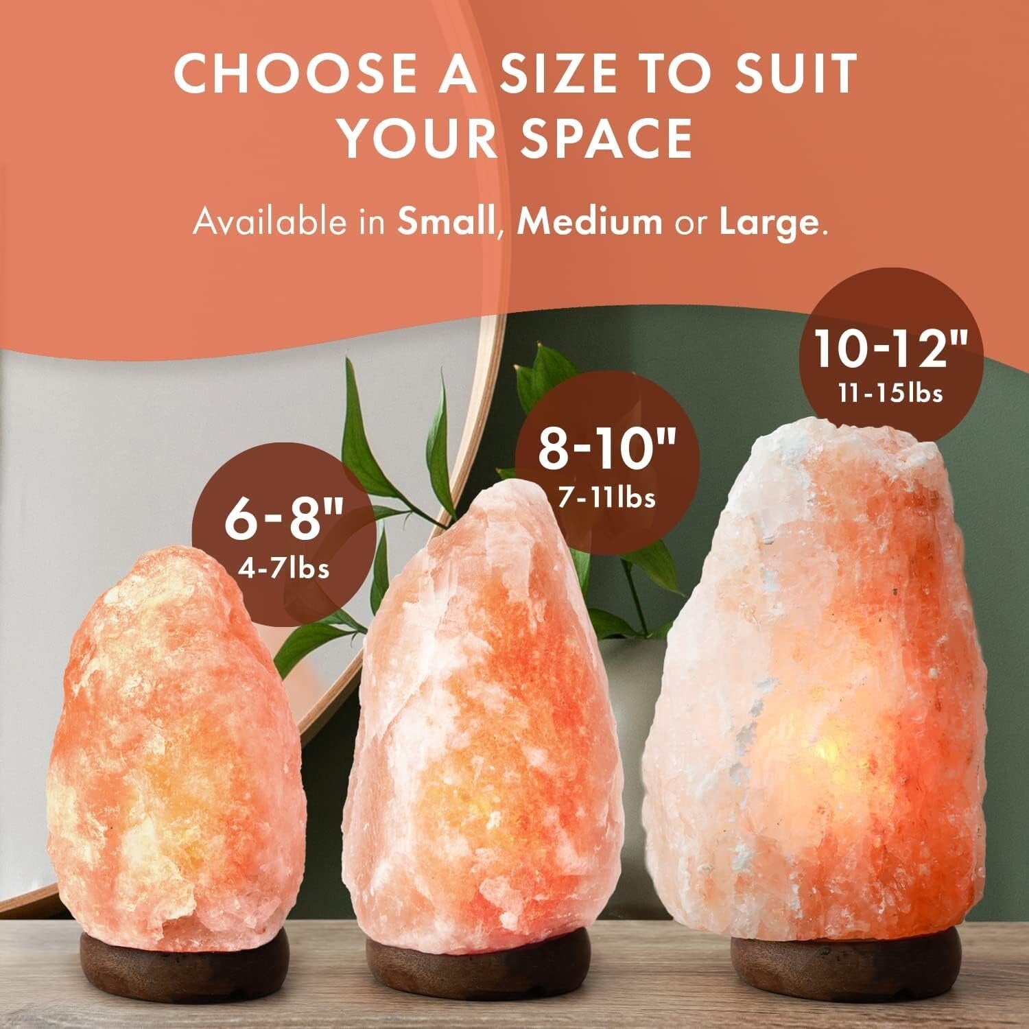 Elegant Dimmable Himalayan Salt Lamp 10-12 Inches | Natural Orange Glow
