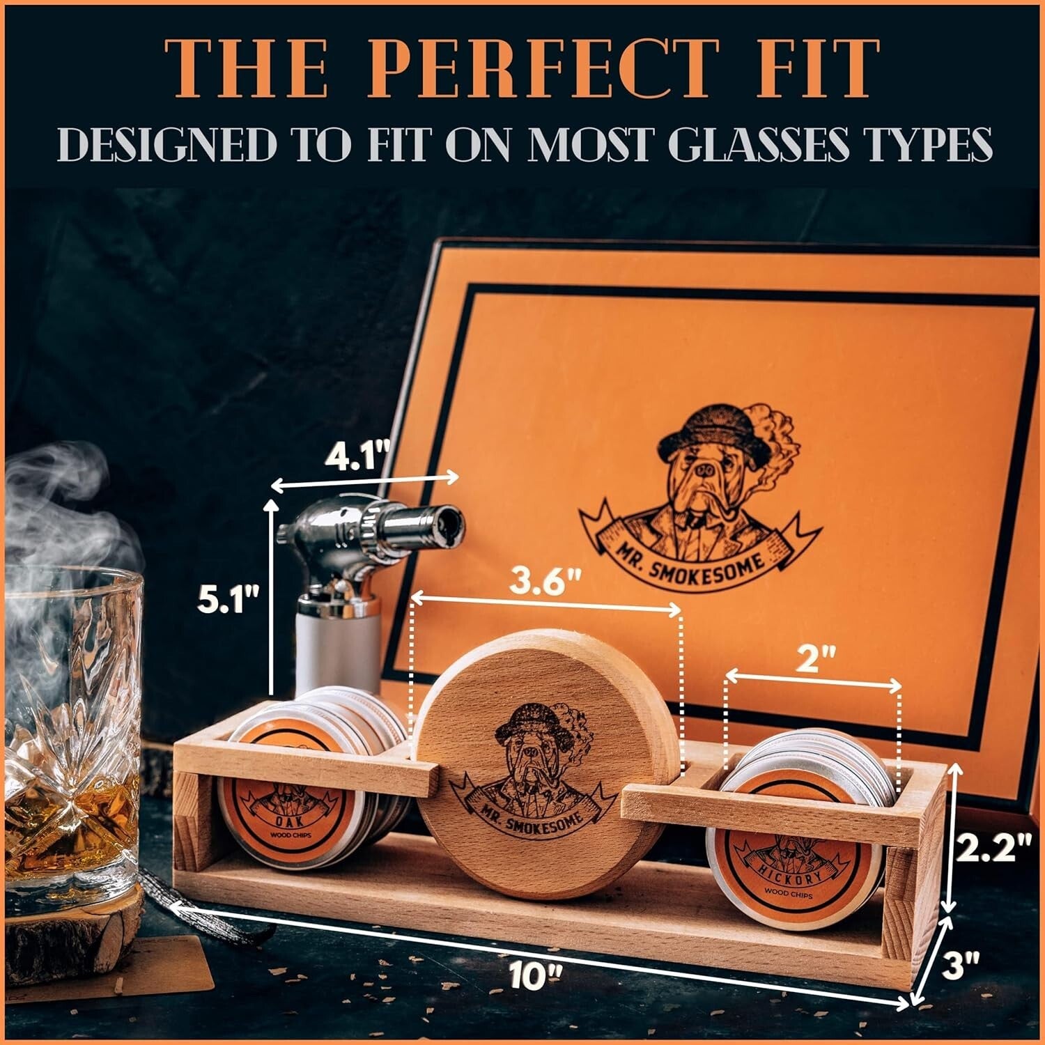 Cocktail Smoker Set with Display Stand & Torch - Perfect Whiskey Gift for Men