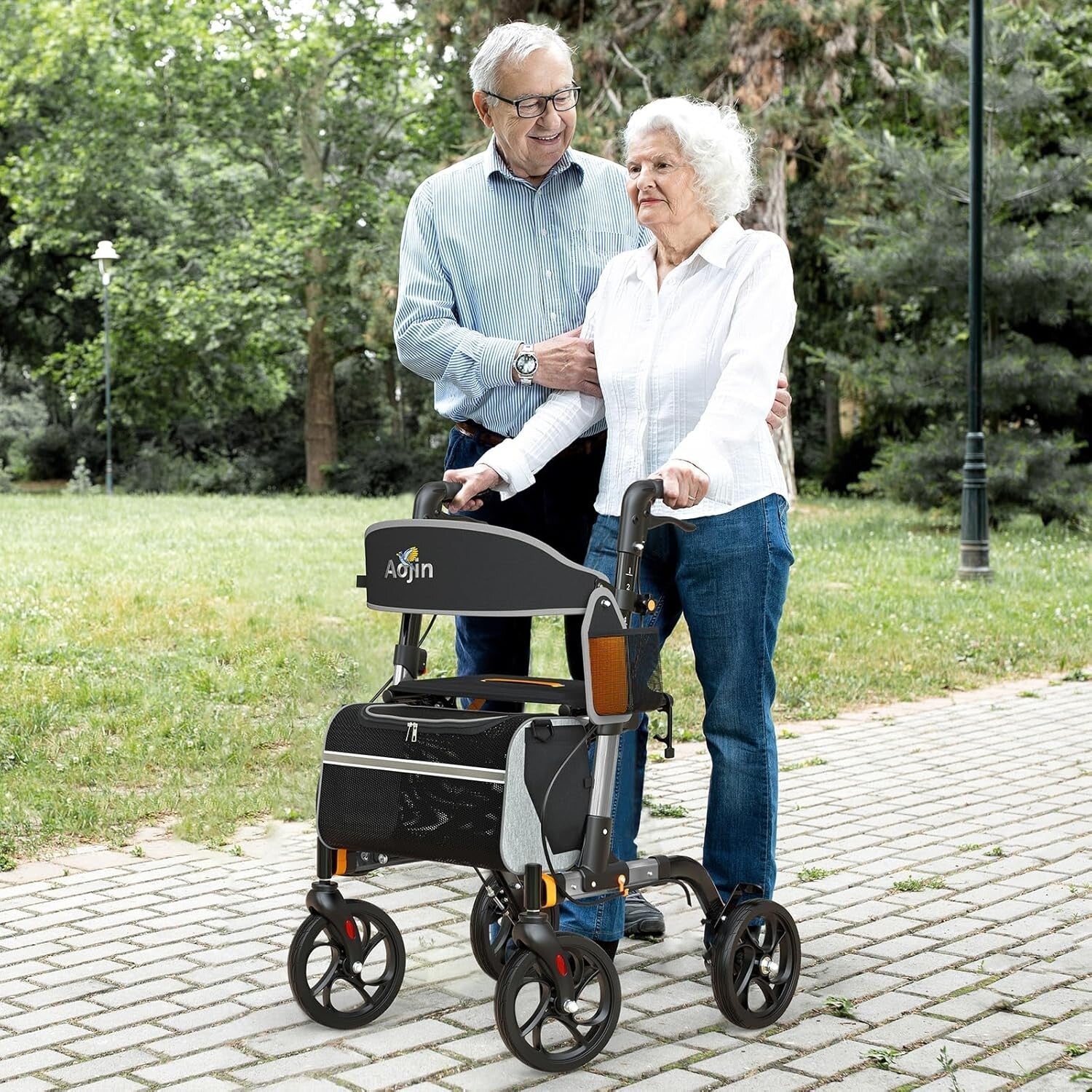 8-Inch Wheel Rollator Walker – Lightweight, Foldable with Travel Bag for Seniors