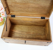 Load image into Gallery viewer, Large Handcrafted Storage Chest with Vintage Iron Lock - 14.5x8x6.75 Inches