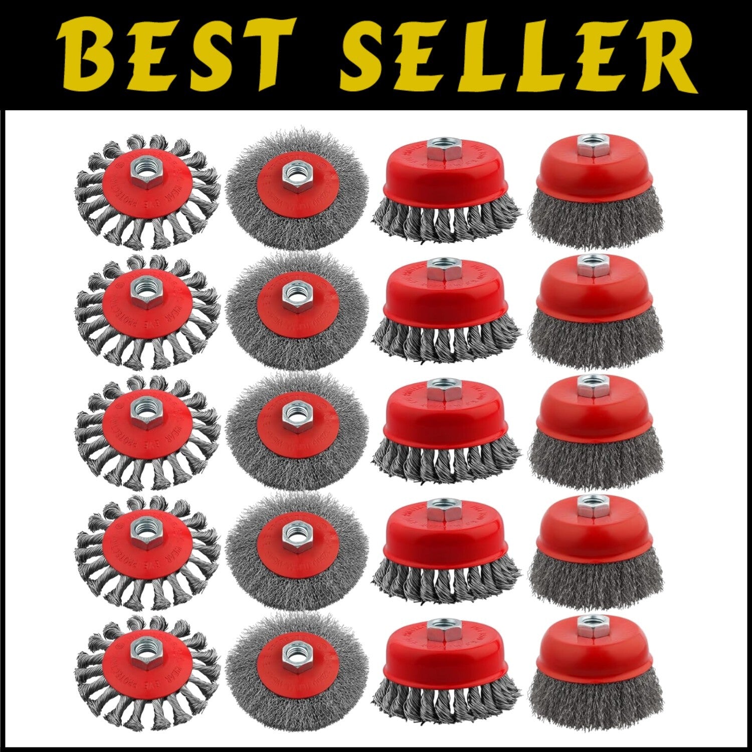 20 Pack 4" Heavy Duty Wire Wheel Cup Brush Set for Angle Grinders - Carbon Steel
