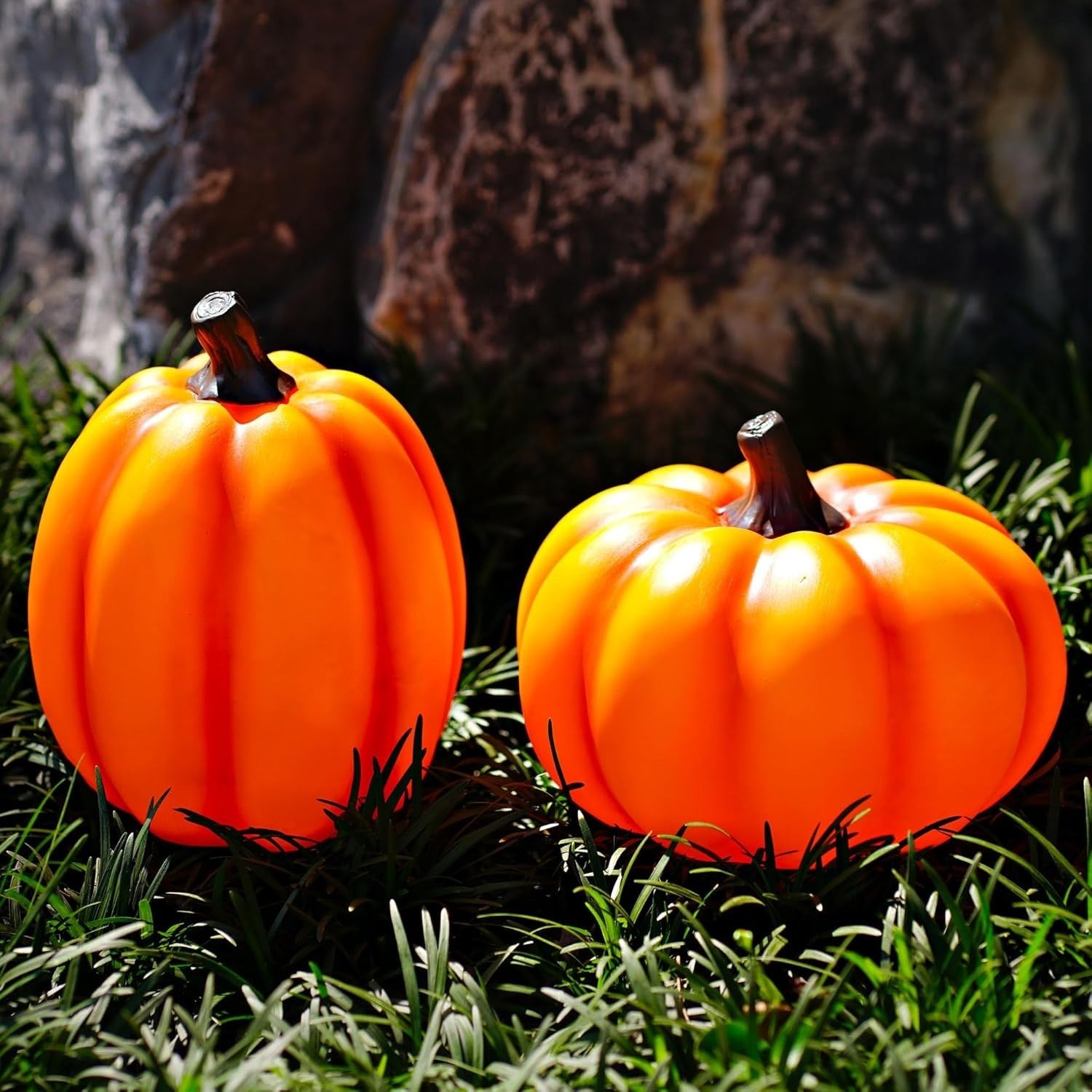 2 Pack Solar Pumpkin Garden Lights - Perfect for Halloween & Thanksgiving Decor