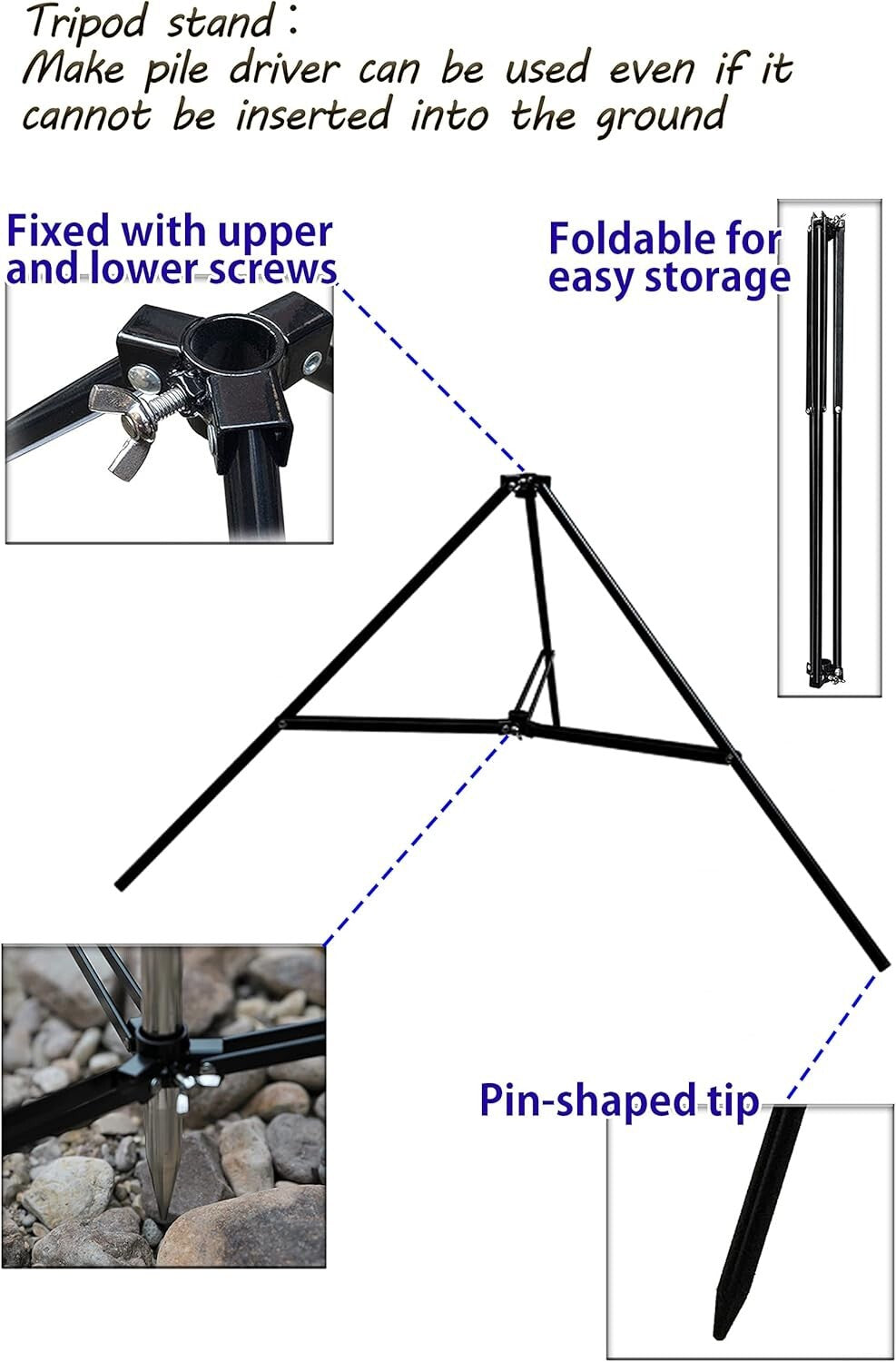 Camp-Ready Durable Lantern Stand with Dual Hooks & Tripod Design - D-240, D-243
