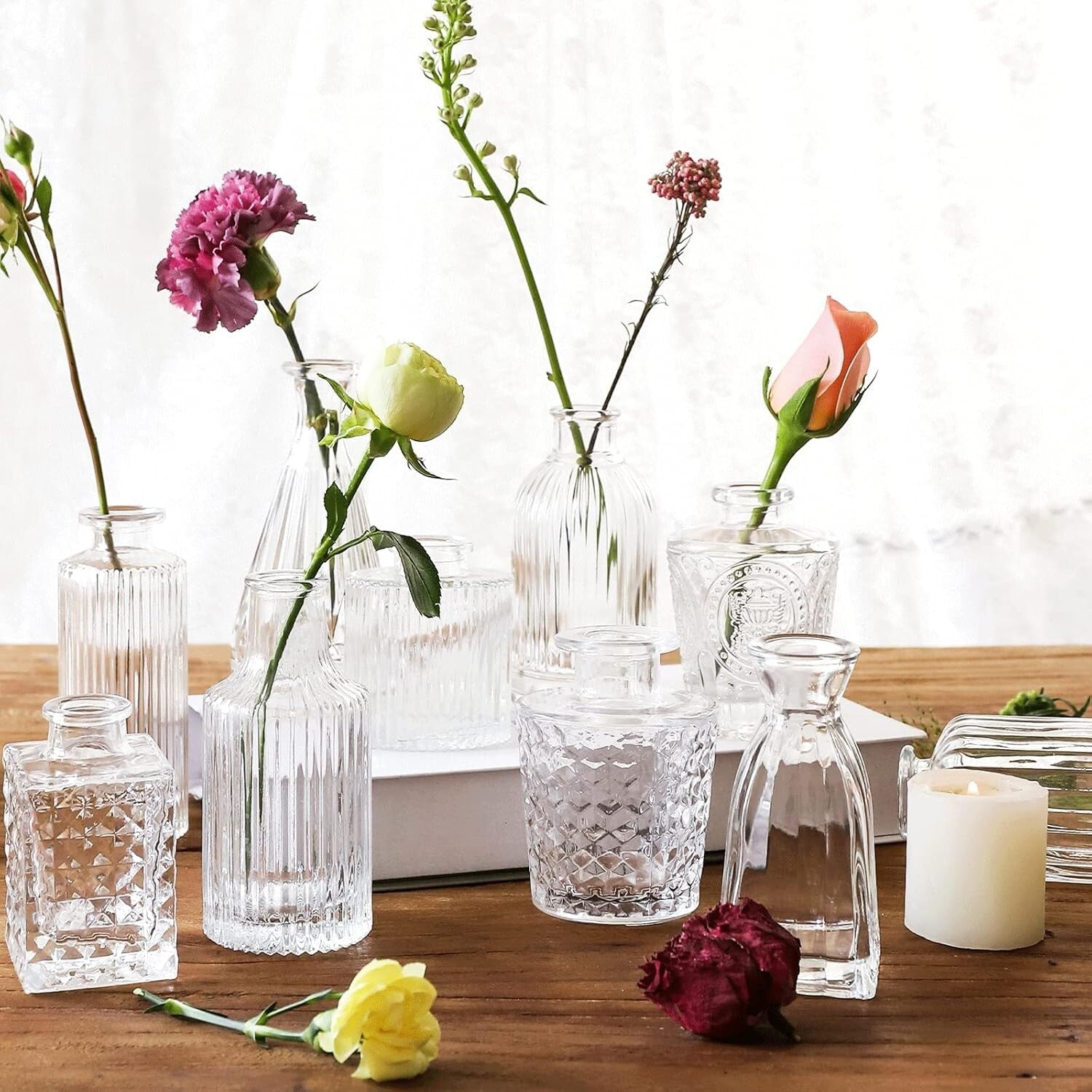 Durable Glass Bud Vases Set - 20 Versatile Clear Vases for Floral Arrangements
