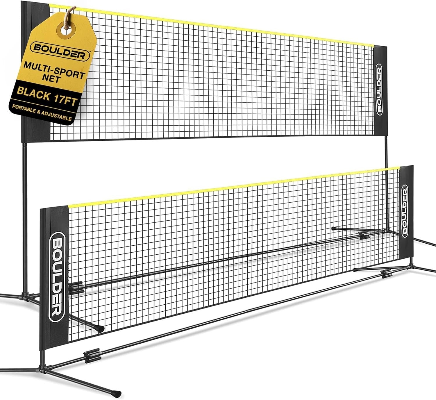 17ft Portable Multi-Sport Net: Foldable Badminton & Pickleball Height Adjustable