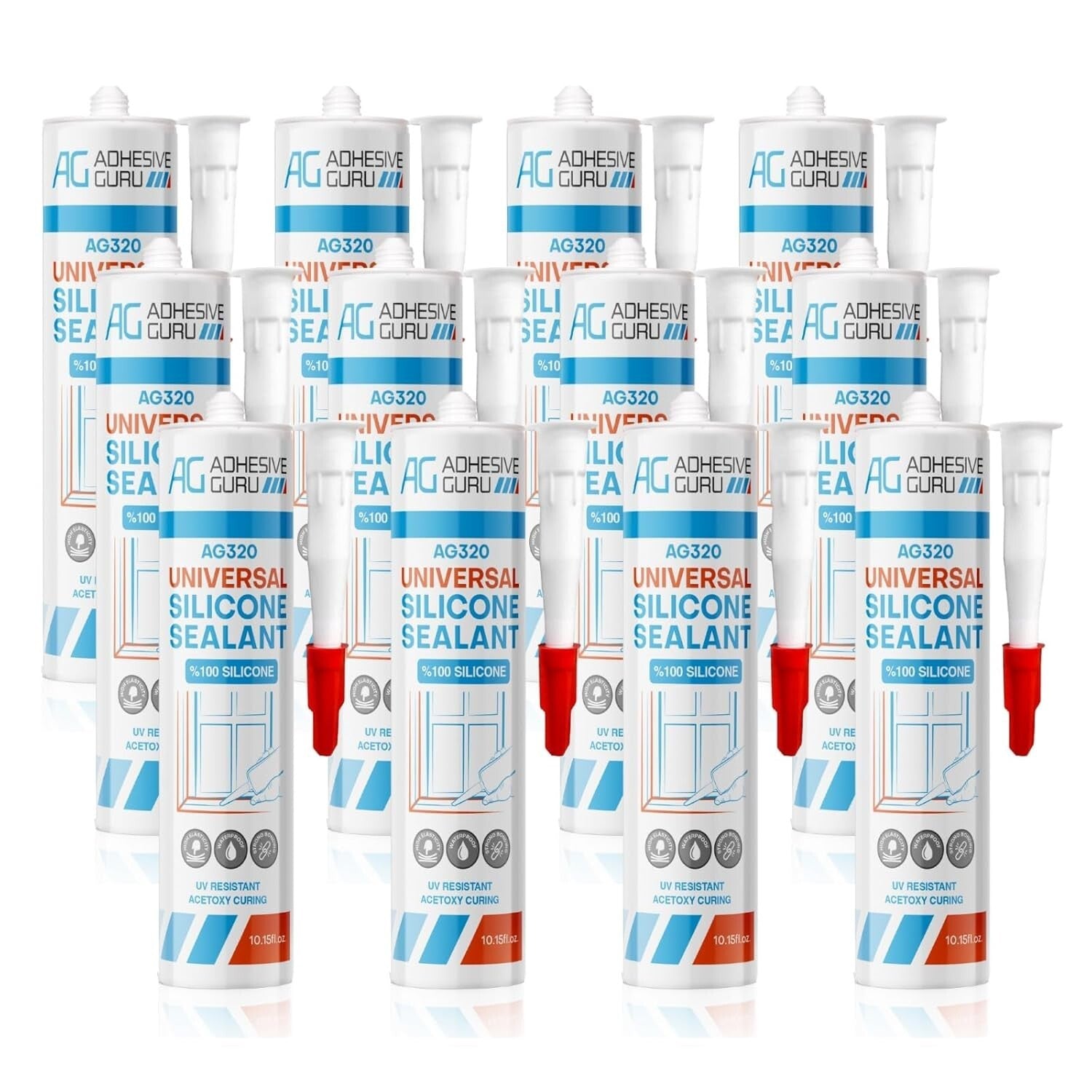 100% Silicone Clear Caulk Sealant - Weatherproof Adhesive for Indoor & Outdoor