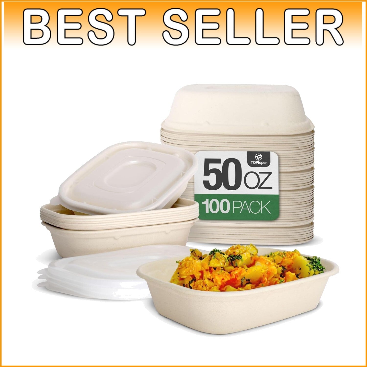 Disposable Large Paper Bowls 100 Pack - 50 oz Leak-Immune for Parties & Takeouts