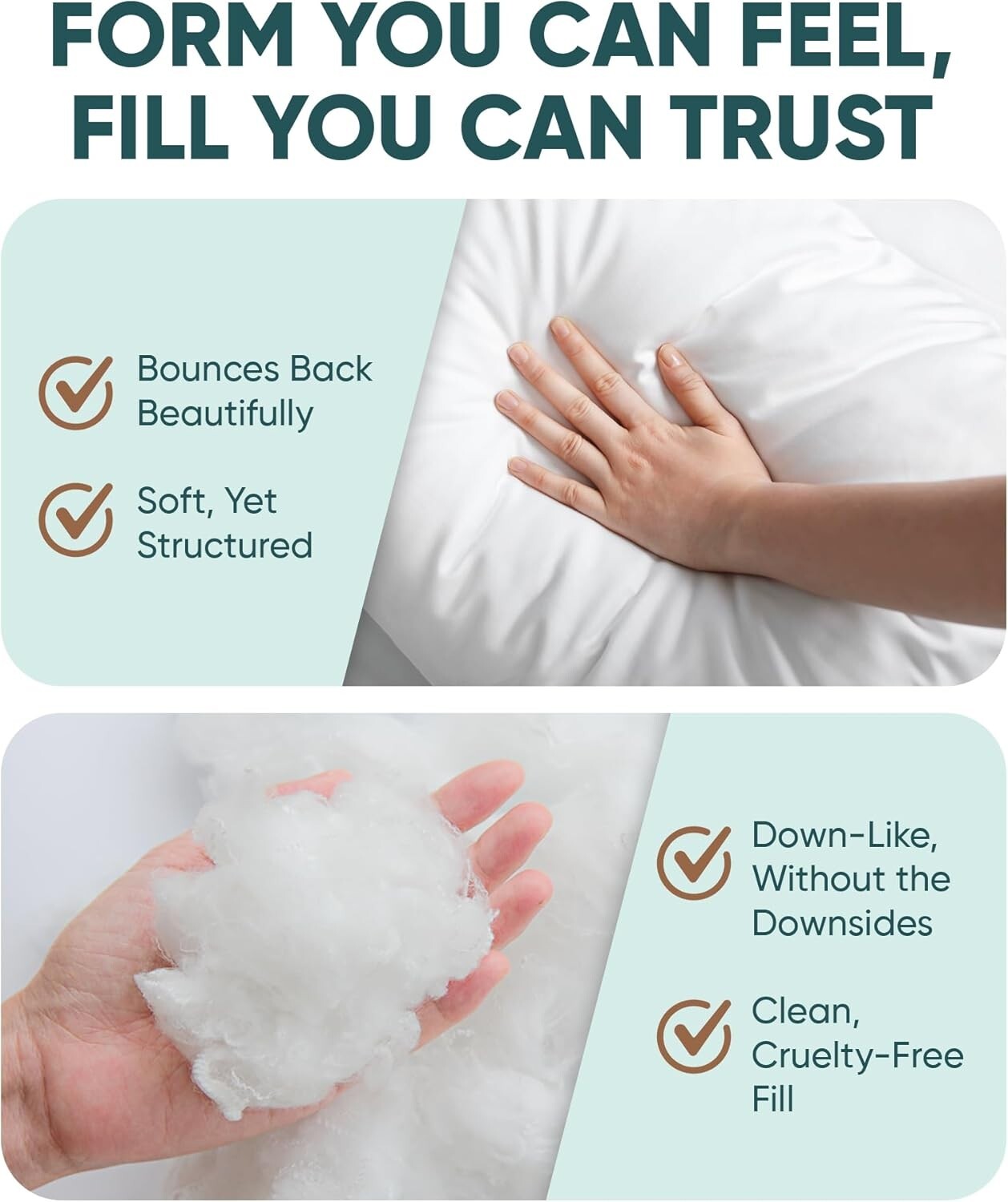 Premium Down Alternative 20x20 Pillow Inserts - Supportive, Washable & Stylish