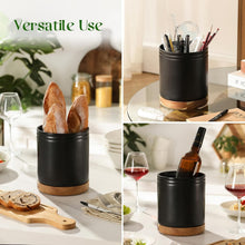 Load image into Gallery viewer, Extra Large Kitchen Utensil Holder - 7.6" Rotating Ceramic Crock in Black