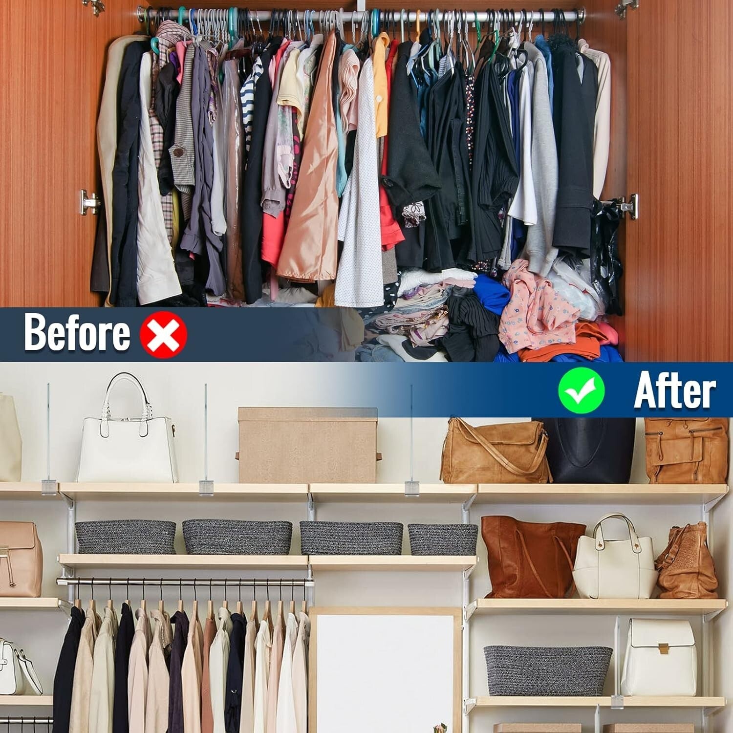 12 Pack Clear Acrylic Shelf Dividers for Stylish Closet and Home Organization