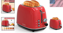 Load image into Gallery viewer, Stylish 850W Retro Toaster: 2 Slice, 1.5'' Slots, Defrost &amp; High Lift Features