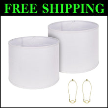 Load image into Gallery viewer, Elegant White Drum Lamp Shades 15" - Durable Natural Linen with Spider Fitter