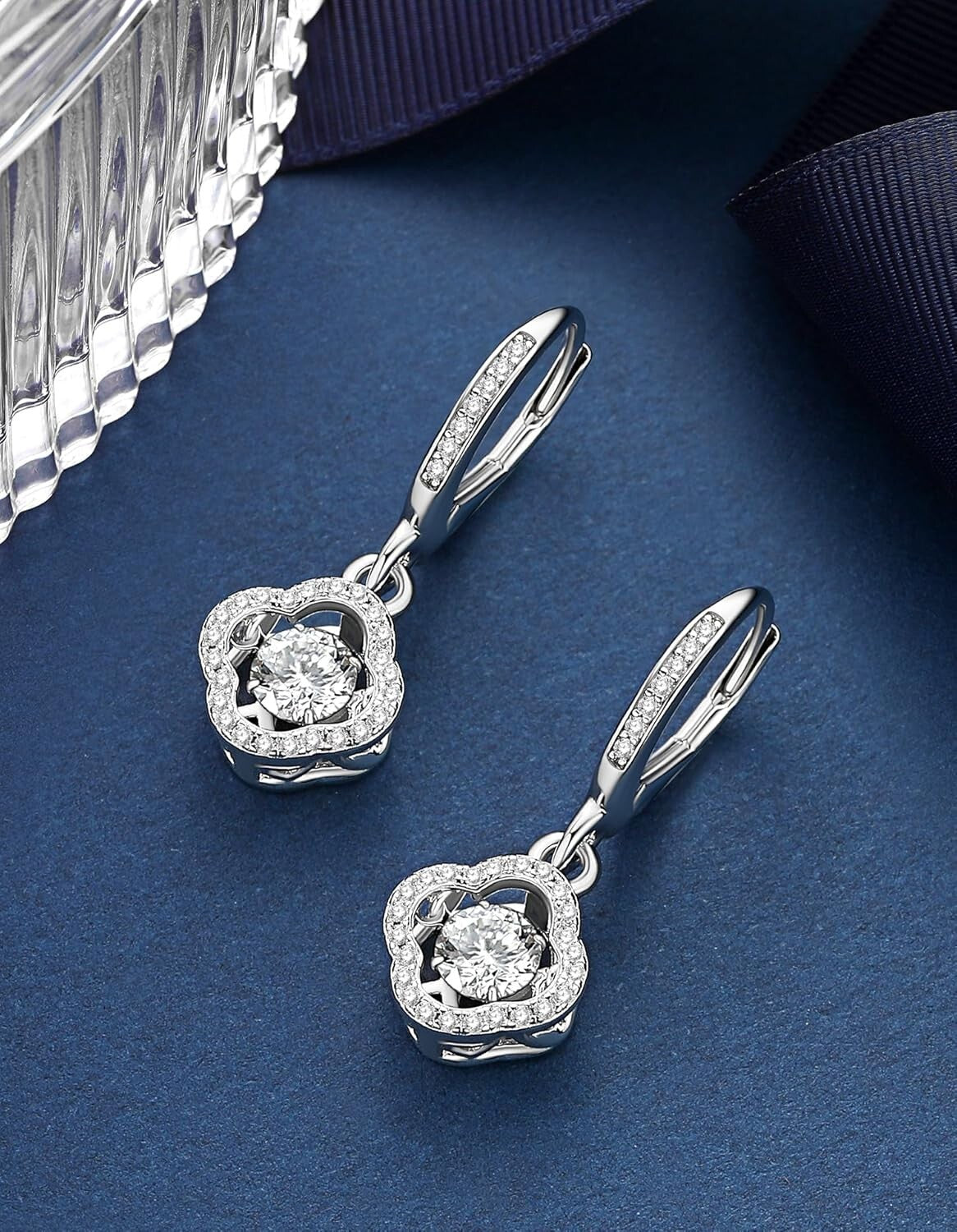 Luxurious 925 Silver Moissanite Dangle Earrings – Birthday and Valentine’s Gift