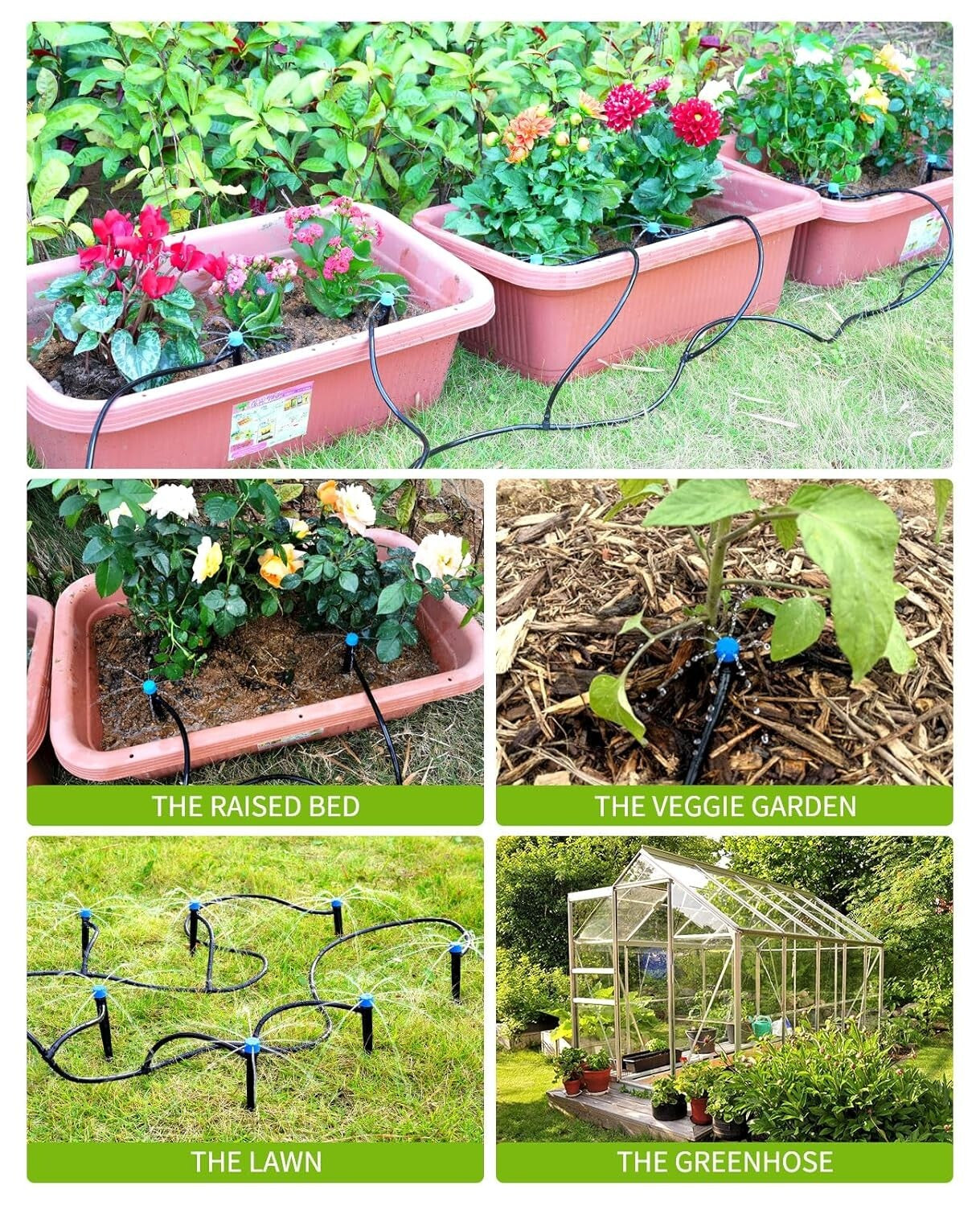 98.4ft Adjustable Drip Irrigation Kit for Efficient Plant Watering System