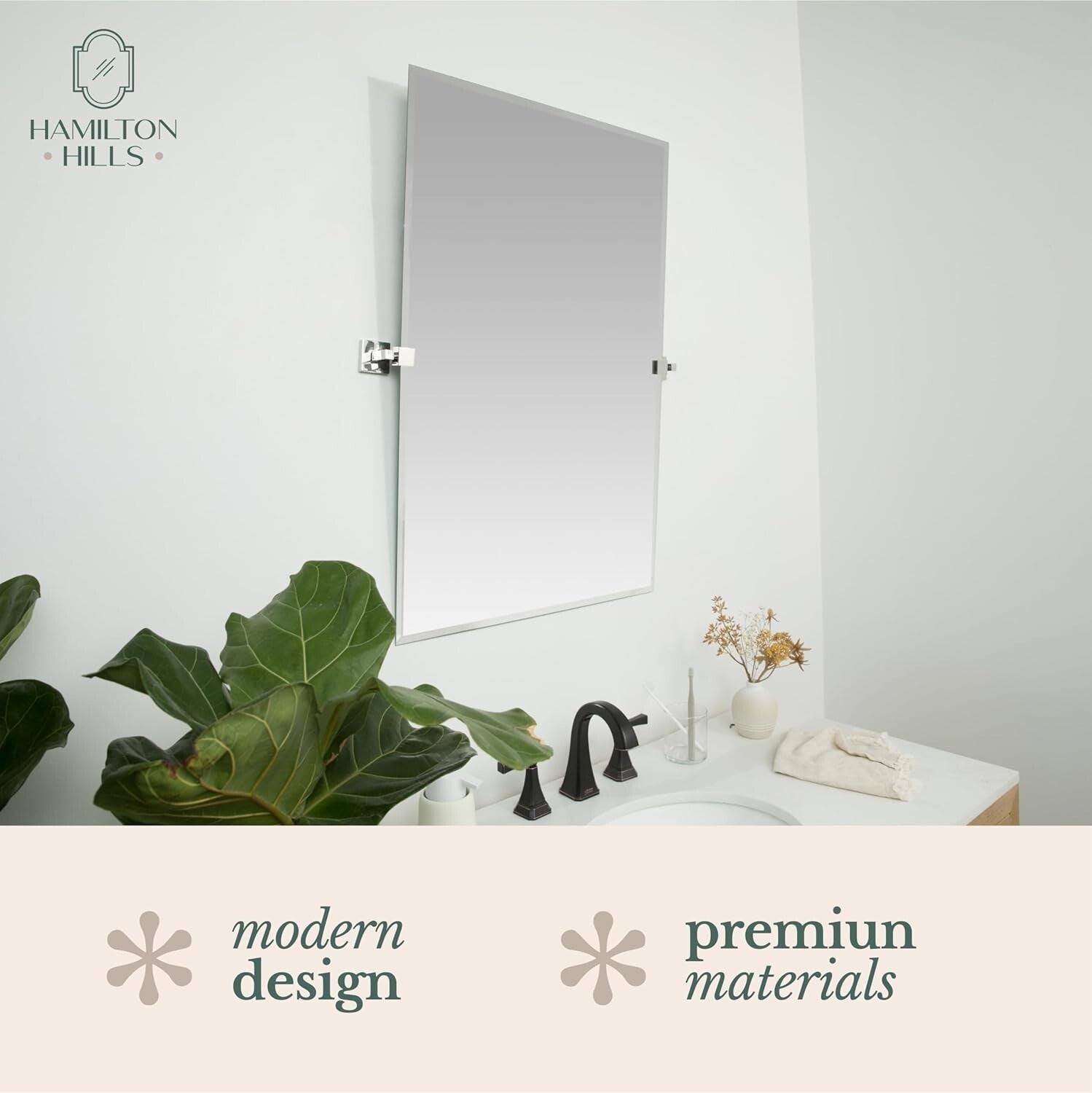 Versatile Large Rectangle Mirror with Adjustable Chrome Anchors - 20x30 Inches