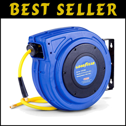 Durable 65' Air Hose Reel - Impact-Resistant Polypropylene with 300 PSI Pressure