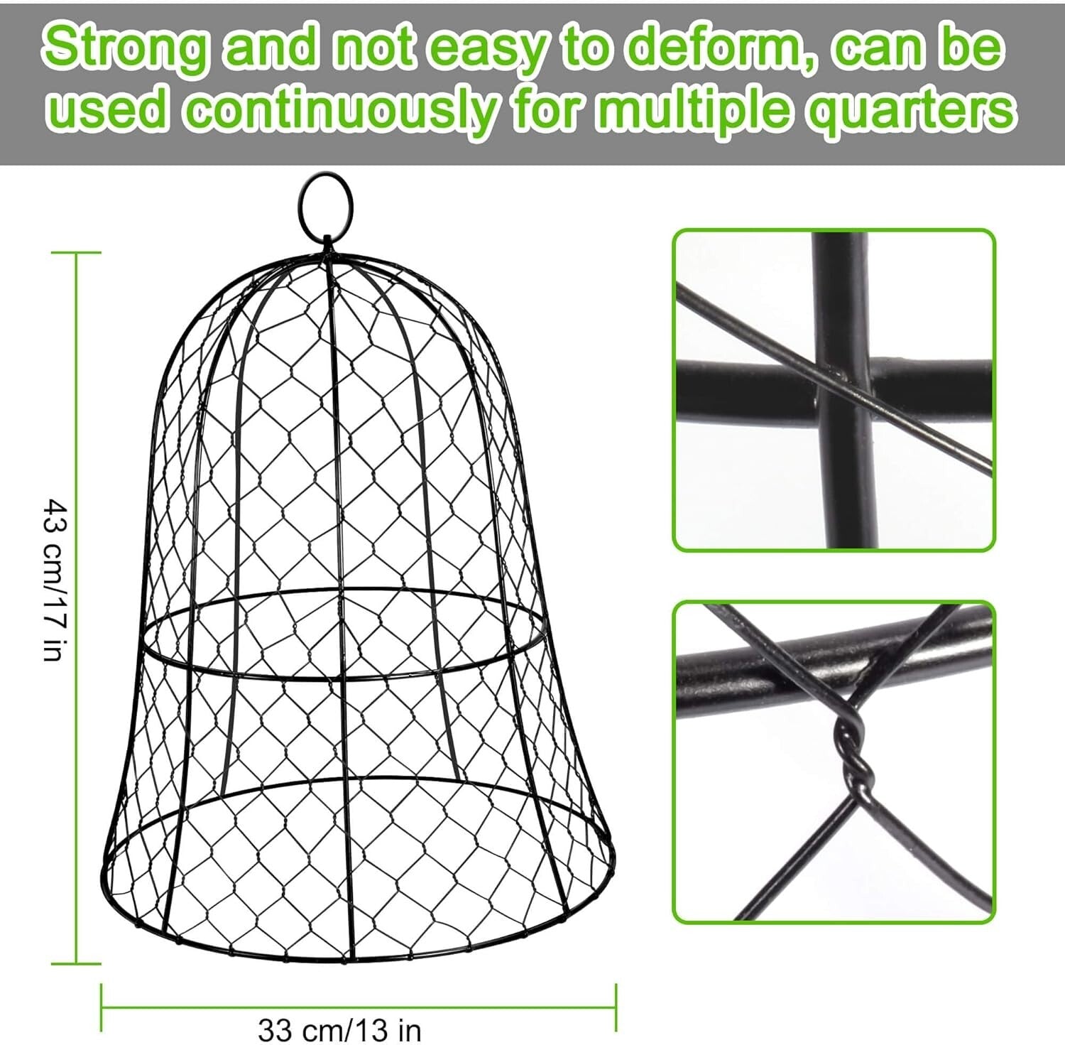 Space-Saving 6 Set Garden Cloches, 13"D x 17"H for Rabbits and Birds Deterrent
