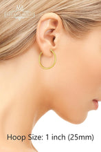 Load image into Gallery viewer, Elegant 14k Gold Hoop Earrings - 1 Inch Diameter, Gift Ready in Deluxe Box