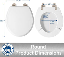 Load image into Gallery viewer, Elegant Round Toilet Seat with Brushed Nickel Hinges - Slow Close Wood Design