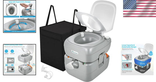 Convenient Portable Camping Porta Potty - 441 lbs Capacity with Cleaning Sprayer
