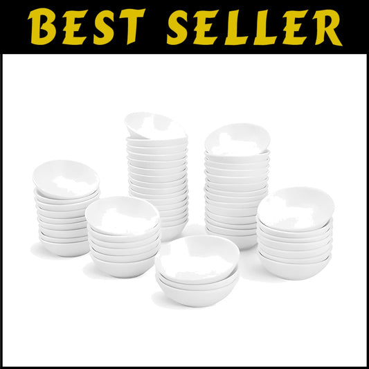 Attractive and Practical White Ceramic Sauce Bowls – 55 Piece Set for Gifting