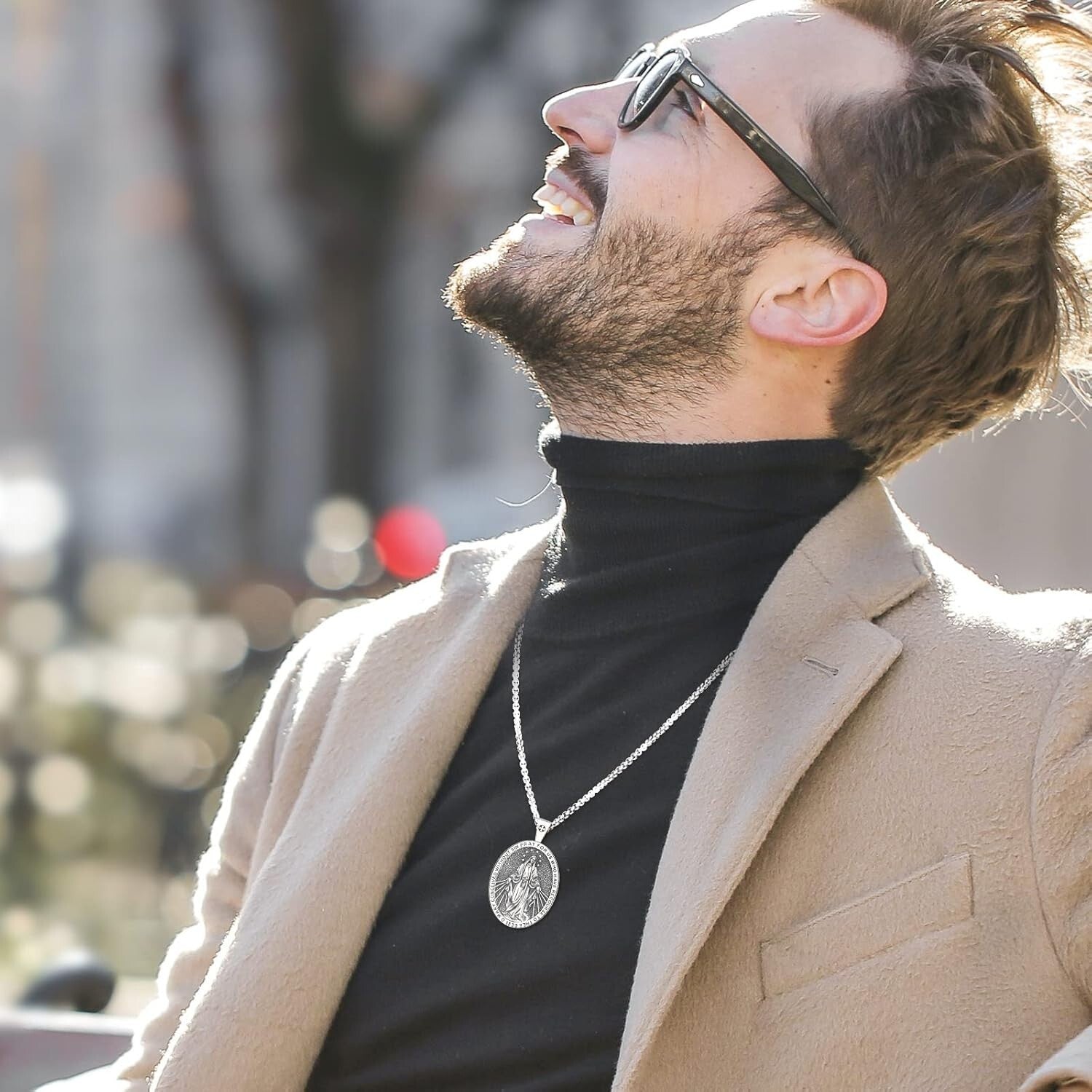 Two-Sided Miraculous Medal Pendant - Elegant Sterling Silver for Men & Women