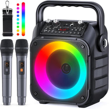 Load image into Gallery viewer, Karaoke Speaker System with Dynamic Lights, Dual Microphones &amp; AUX Support