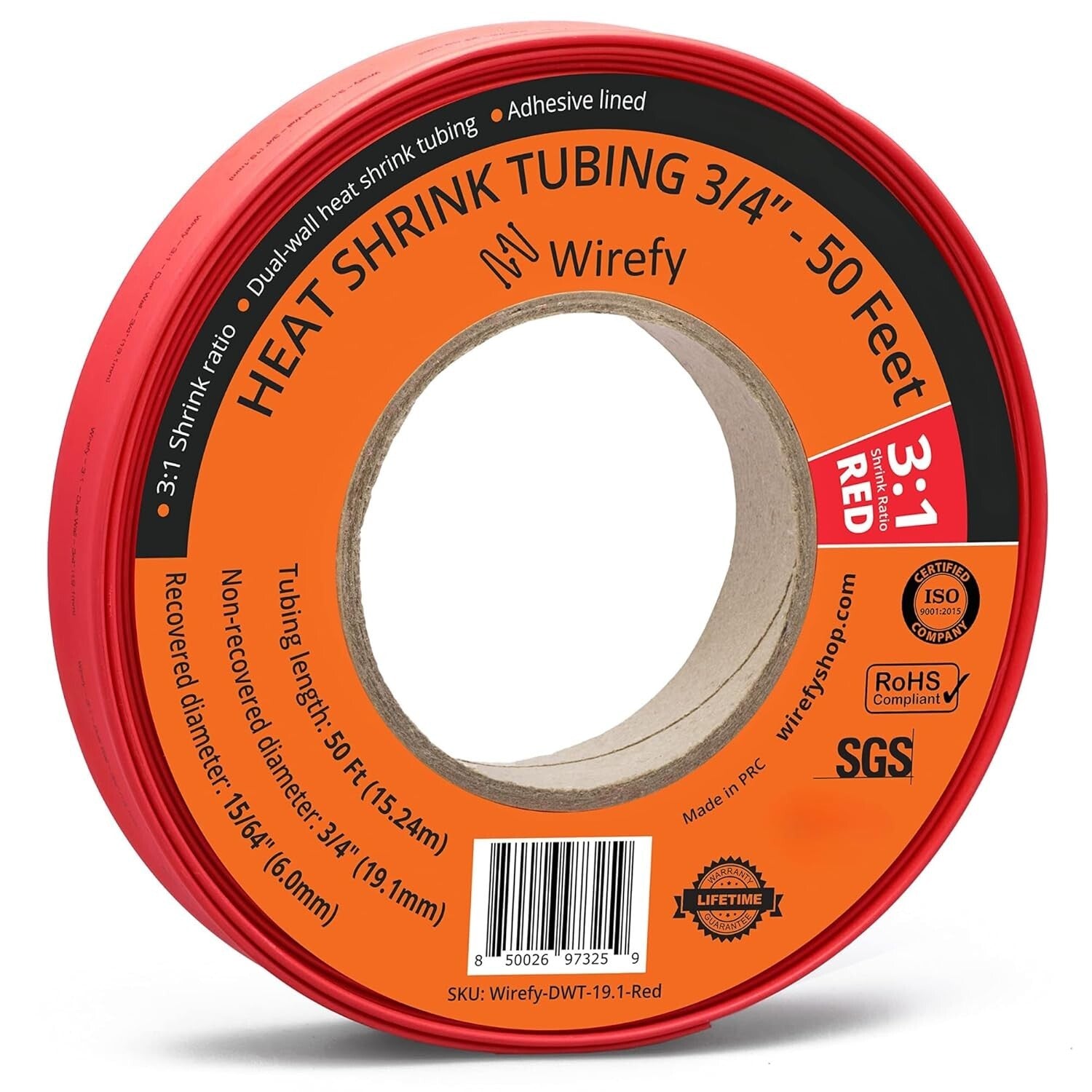 Industrial 3:1 Shrink Ratio Heat Shrink Tubing - Large Diameter, 50 Feet Roll