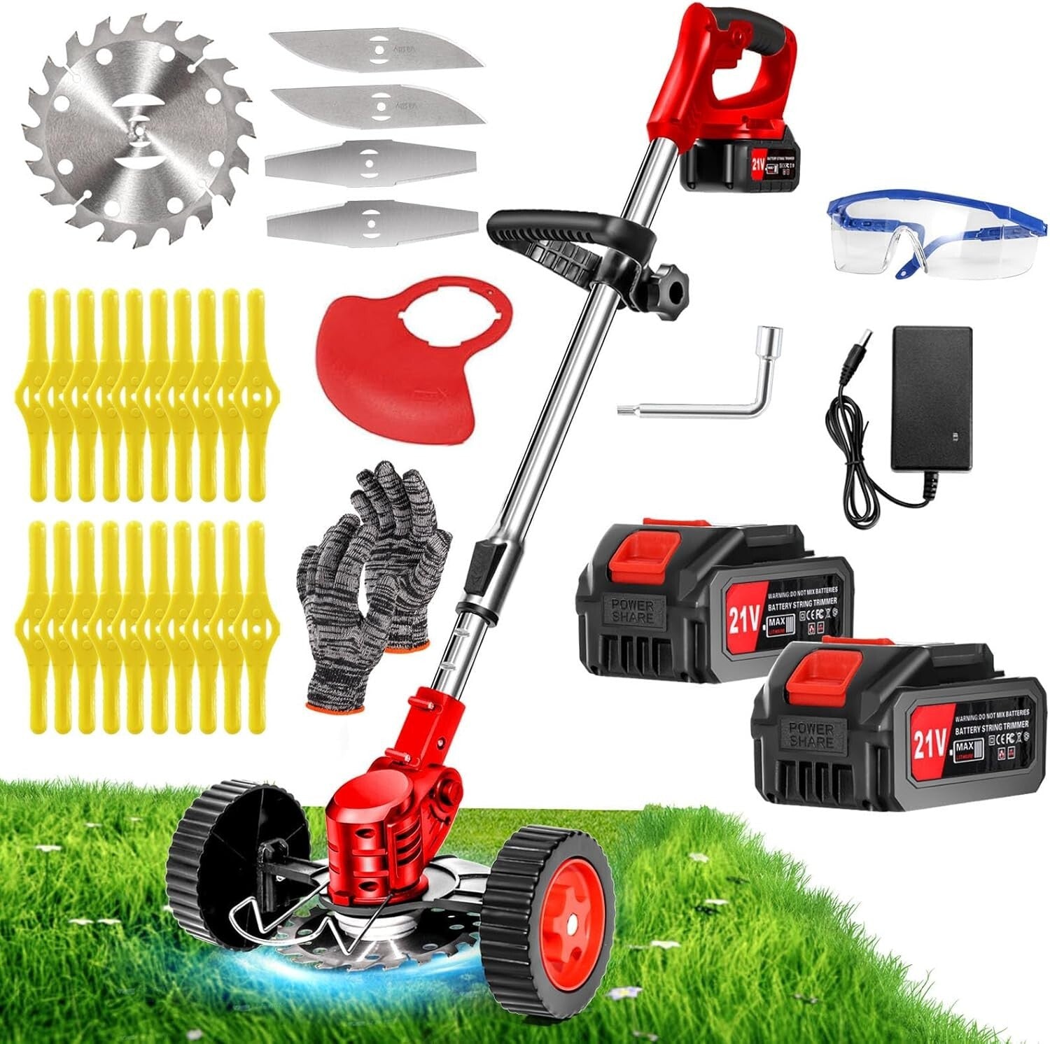 Powerful 21V Cordless Weed Wacker with Adjustable Length - Lightweight Care