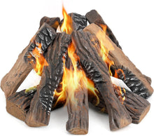 Load image into Gallery viewer, Versatile Ceramic Gas Logs - Safe 10-Piece Set for Indoor and Outdoor Fireplaces