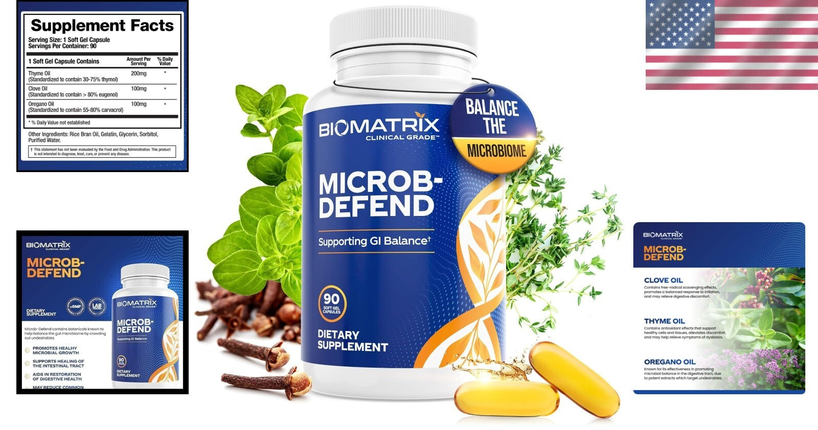 Essential Oil Blend Digestive Softgels - Thyme, Oregano & Clove for Gut Balance