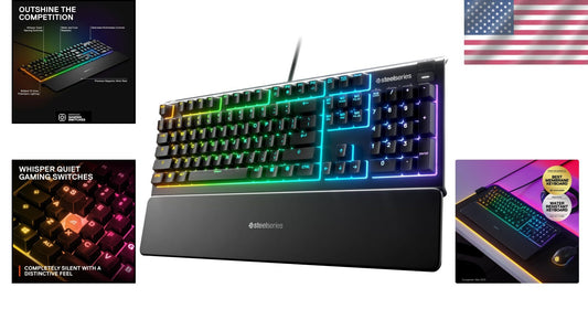 Ergonomic Apex 3 RGB Gaming Keyboard – Magnetic Wrist Rest & Multimedia Controls