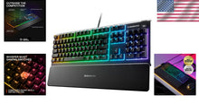 Load image into Gallery viewer, Ergonomic Apex 3 RGB Gaming Keyboard – Magnetic Wrist Rest &amp; Multimedia Controls