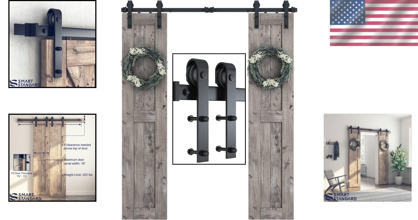 Durable 6FT Sliding Door Track with J Shape Hangers - Easy Installation