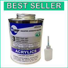 Load image into Gallery viewer, Industrial-Grade Acrylic &amp; Plastic Bonding Cement - 1 Pint with Needle Bottle