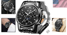 Load image into Gallery viewer, Luxury Automatic Men's Watch with Moon Phase &amp; Water Resistance - Black Dial