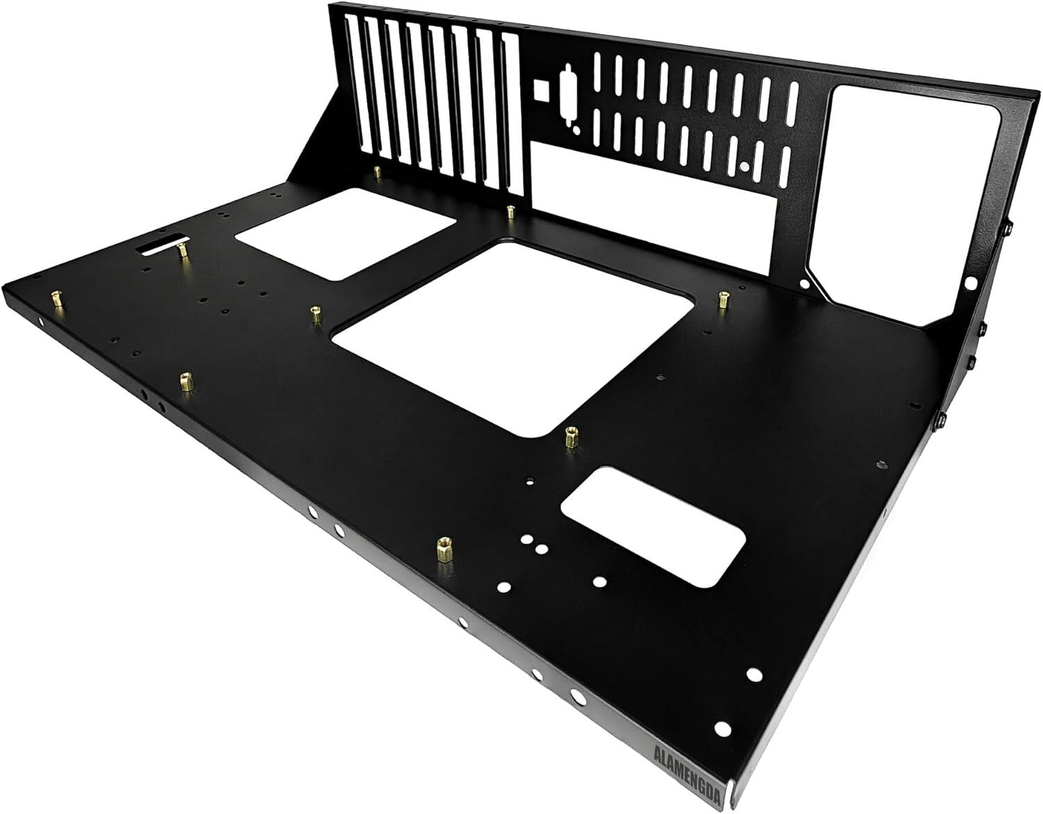 Black Metal Open Chassis PC Case with 7 Expansion Slots and USB Connectivity