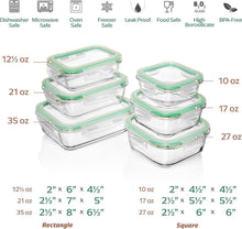 Load image into Gallery viewer, Premium Borosilicate Glass Storage Containers [6-Pack] - BPA, PVC, Lead-Free