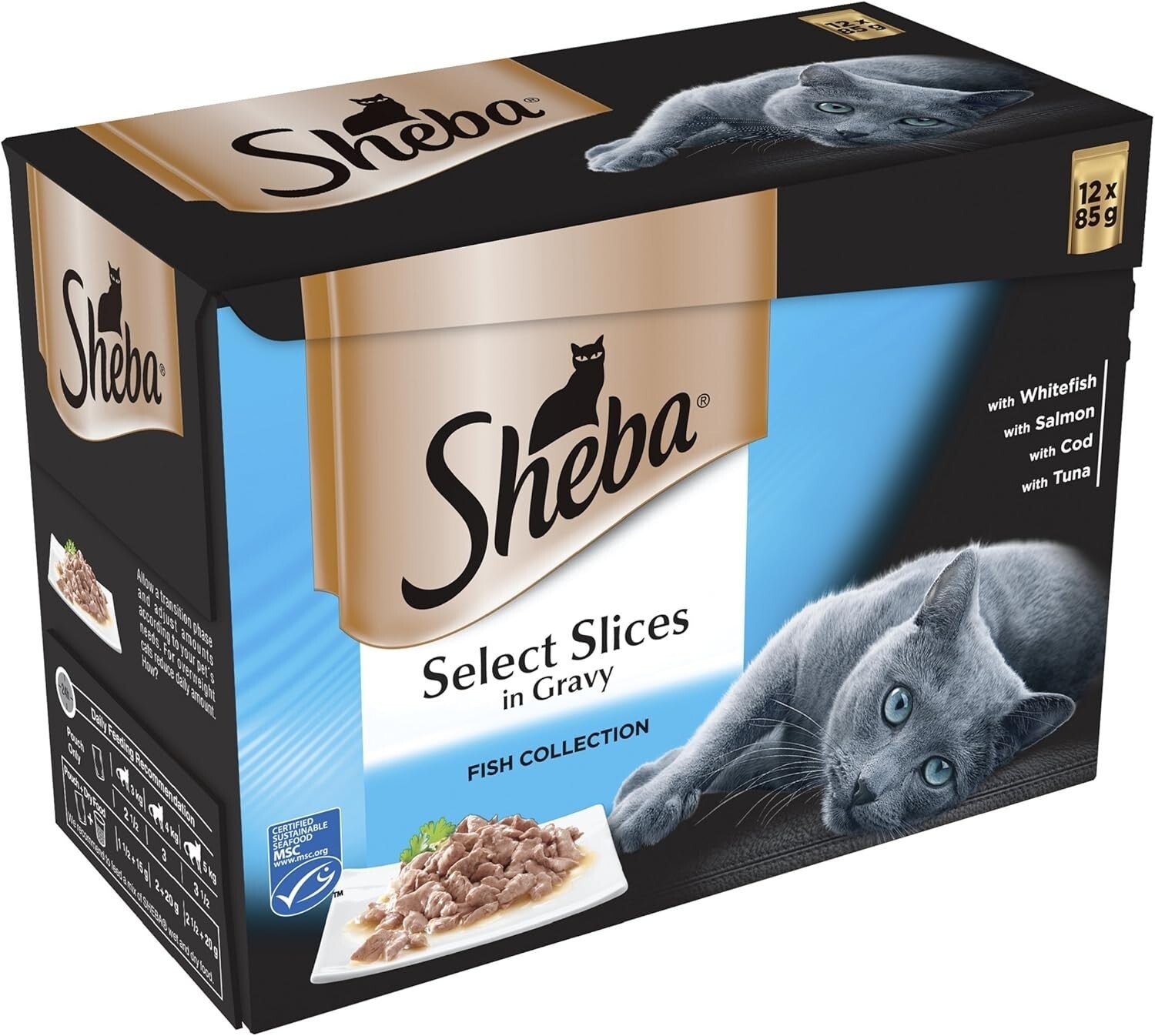Nutritious Seafood Slices in Gravy - Wet Cat Food for Adults - 12 x 85g