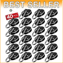 Load image into Gallery viewer, Versatile Black Magnetic Hooks Set - 110LBS Capacity &amp; Swivel Carabiner - 40Pcs